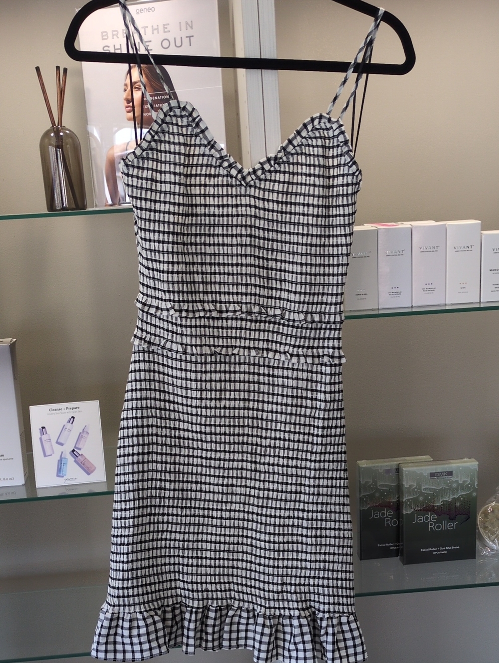 Skies Are Blue Black and White Checked Mini Dress